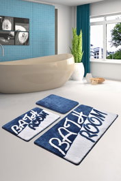 Mijölnir Juego de alfombras de baño acrílicas Azul y Blanco